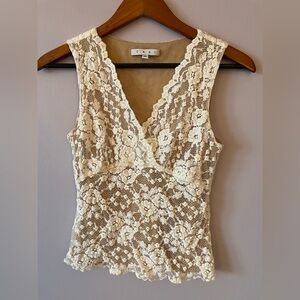 Cabi Cream Lace Sleeveless Top